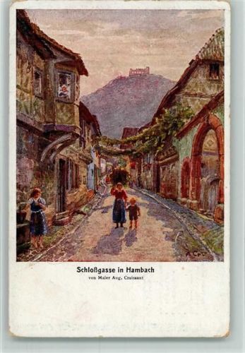 Hambach Schlossgasse, sign Croissant - Pfälzerwald Verein - Emil Hartmann Nr. 316 AK