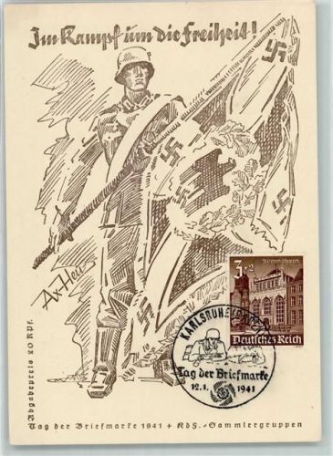 Tag der Briefmarke 1941 Karlsruhe S.A. sign. Ax Heu