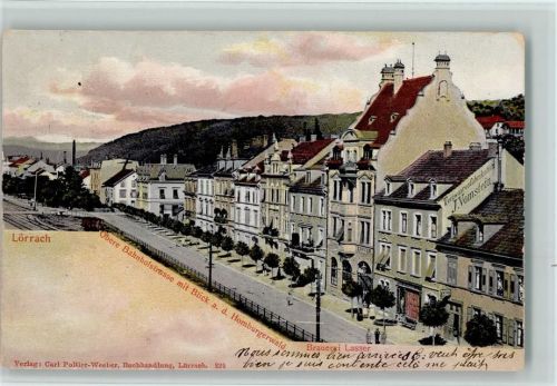 Lörrach 1906 Obere Bahnhofstraße, Brauerei Lasser AK