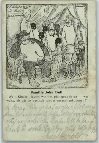 1915 Familie John Bull Antiporpaganda Schwarzafrikaner AK