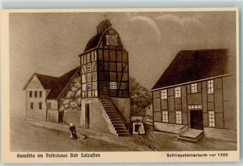 32105 W4902 Bad Salzuflen Künstlerkarte Schliepsteinerturm Gemälde im Volkshaus