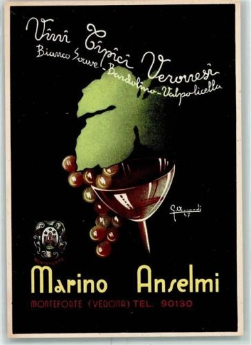 Monteforte d'Alpone Marino Anselmi AK Wein 1947 Künstlerkarte