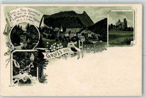 Le Hohwald 1902 Spesburg Hotel Garten Hohwalder Wasserfall Lithographie
