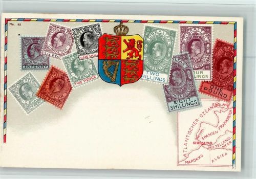 Nr. 83 Philatelie Karte Ottmar Zieher - Gibraltar - Wappen, gute Erhaltung Briefmarkenabbildung Prägedruck