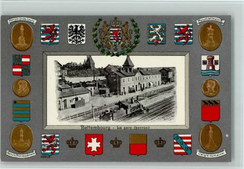 La Gare , Bahnhof und Wappen, Verlag Guggengeim 7134 sehr gute Erhaltung