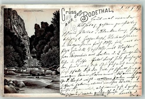 Bodetal Vorläufer Druck 1890-1895 Kronentempel