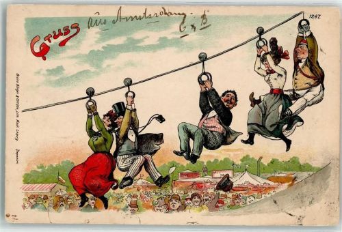 1900 Volksfest Seilbahn Humor Verlag Bruno Bürger u. Ottillie 1247 AK