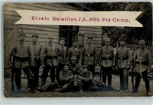 W5800 Haspe Ersatz Bataillon J. R. Nr. 55 3te Comp. Lippisches Regiment Soldaten Ort lt. Stempel Privatfoto (Militär) 1914 Foto AK