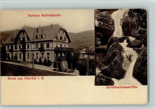 Oberkirch 1927 Kurhaus Schindelpeter in Oberthal , Gertelbach-Wasserfall ,gute Erhaltung AK