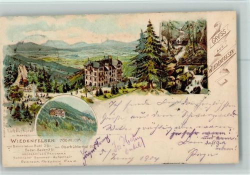 Bühl 1904 Wiedenfelsen Weg über den Wasserfall