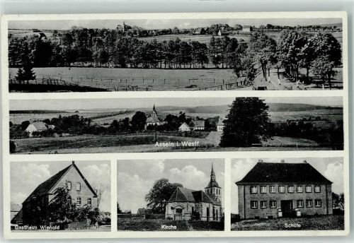 Asseln Gasthaus Wienold Kirche Schule Stempel WK II