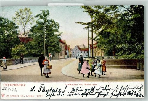 Offenburg 1903 Lindenplatz und Steinstraße