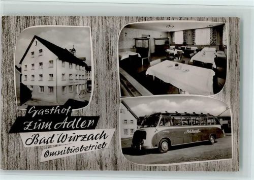 Bad Wurzach 1964 Gasthof zum Adler mit Innenansicht, Omnibus , gute Erhaltung AK