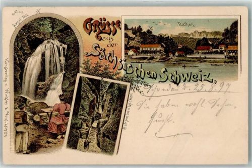 01824 O8324 Rathen Kurort , Sachs 1897 - Amsel Fall Schwedenhöcker