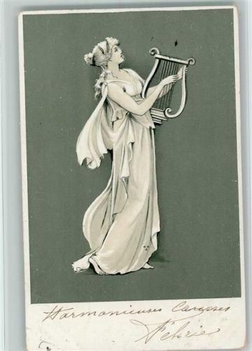 1902 Frau mit einer Leier AK