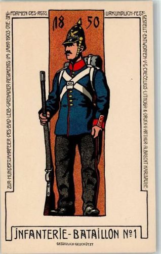 1903 100 Jahrfeier des Bad Leib Grenadier Regiments im Jahre 1903 - die Uniformen des Regiments , sehr gute Erhaltung AK