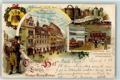 Leipzig 1898 Gasthaus Thüringer Hof Georg Grimpe Bierkrüge