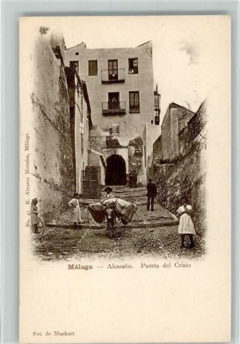Malaga 1902 Nr. 41 Alvarez Morales - Alcazaba - Bauer mit Esel - Puerto del Cristo , sehr gute Erhaltung AK