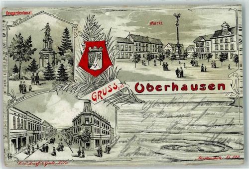 Oberhausen 1908 Kriegerdenkmal Marktplatz Wappen