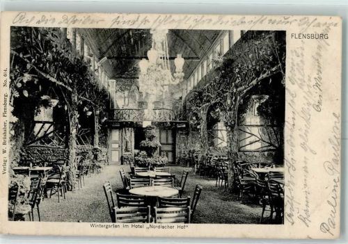 Flensburg 1907 Wintergarten im Hotel Nordischer Hof