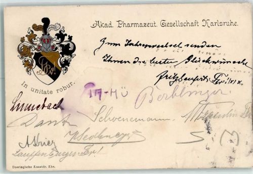 Karlsruhe 1903 Akademische Pharmazeut. Ges. Karlsruhe AK