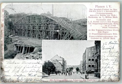 Plauen 1904 Syrathal-Viadukt Bau Dobenaustraße vor Erbauung des Viadukts