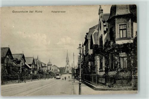 55116 W6500 Gonsenheim 1910 - Kaiserstraße Straßenbahn Ev. Kirche
