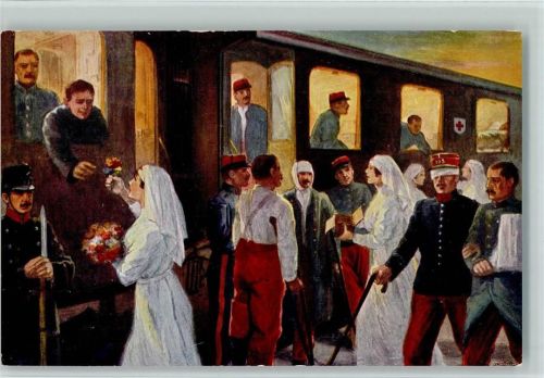 WK I Transport durch die Schweiz der Französ. Schwerverwundeten