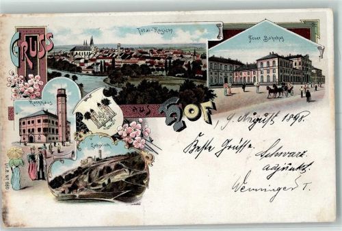 Hof 1898 Neuer Bahnhof Rathaus Labyrinth