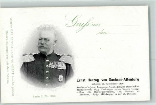1900 Das Grosse Jahrhundert Serie J 306 - Ernst Herzog von Sachsen-Altenburg , Orden , Adel AK
