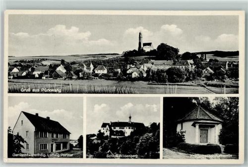 93359 W8421 Pürkwang , Niederbay - Gemsichtwarenhandlung Ludwig Portner Schloss Wildenberg Kriegergedächtniskapelle