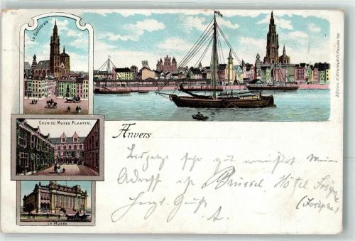 Antwerpen 1897 la Cathedrale Cour du Musee Plantin La Musee Segelschiff