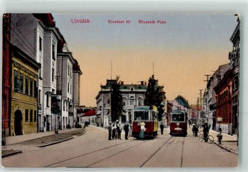 Ujvidek 1916 Elisabeth Platz Straßenbahn Fahrrad