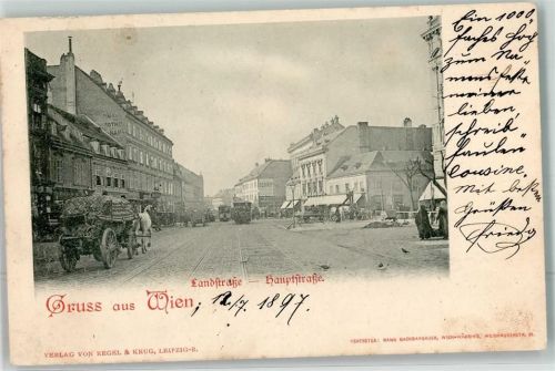 Wien 1897 Landwehrstraße Hauptstraße Straßenbahn