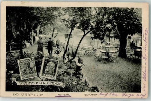 Huttental 1915 Gasthaus Grenztisch Preuss. Bayr. Grenze