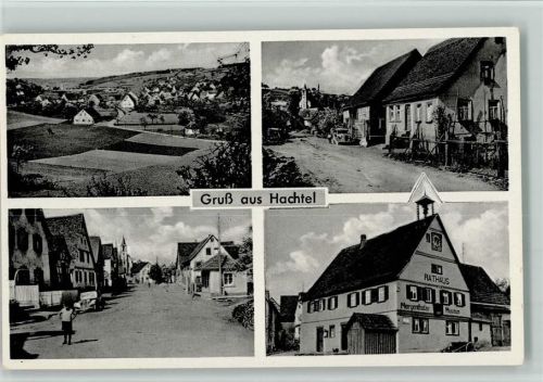 97980 W6990 Hachtel - Rathaus. u. Strassen ca 1954 , gute Erhaltung
