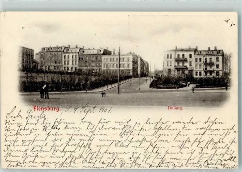 Flensburg 1901 Duburg Rückseite Justizgebäude