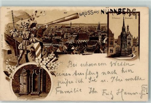 Nürnberg 1897 Schöner Brunnen Eiserne Jungfrau