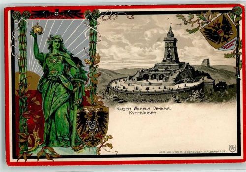 06567 O4712 Kyffhäuser 1902 Prägedruck Kaiser Wilhelm Denkmal Wappen