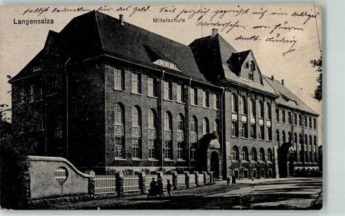 Bad Langensalza 1918 Mittelschule Brief-Stempel Reserve-Lazarett Langensalza Foto AK