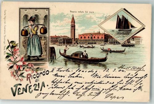 Venezia 1900 Wasserträger Barca Gondeln Verlag Künzli Nr 128