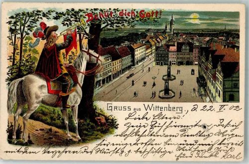 Lutherstadt Wittenberg 1902 Trompeter Pferd Marktplatz