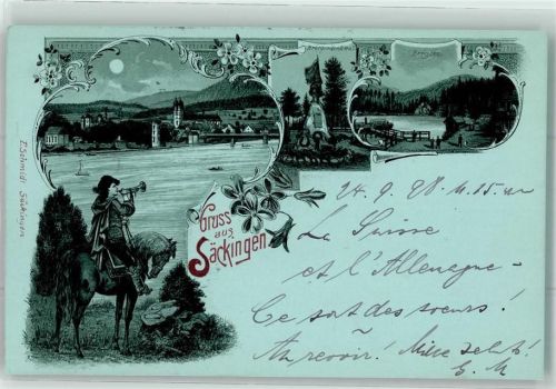 Bad Säckingen 1898 Trompeter von Säckingen Bergsee Kriegerdenkmal