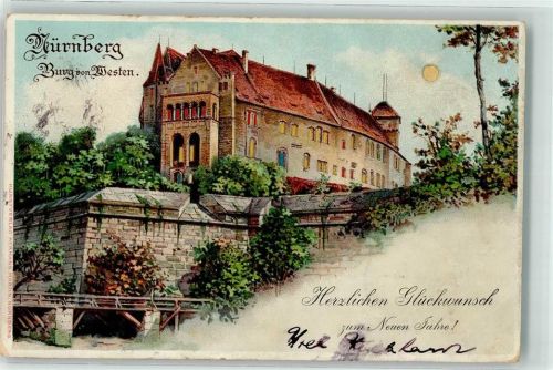 Nürnberg Burg von Westen Glückwunsch Neujahr