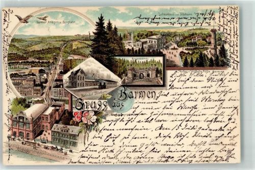 Barmen 1898 Bergbahn Bahnhof Töllerturm