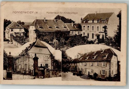 77963 W7635 Nonnenweier , Oberrhein 1912 Gebrauchsspuren Mutterhaus f. Kinderpflege