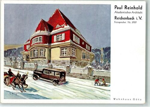 Reichenbach Wonhaus Götz Pferdeschlitten Kinderrodelschlitten Oldtimer Winter sign. P. Reinhold
