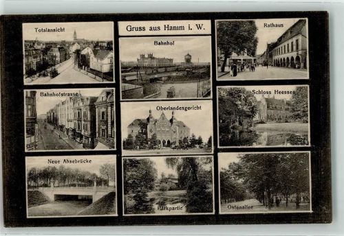 Hamm 1917 Bahnhofstraße Oberlandesgericht Rathaus Schloß Heessen