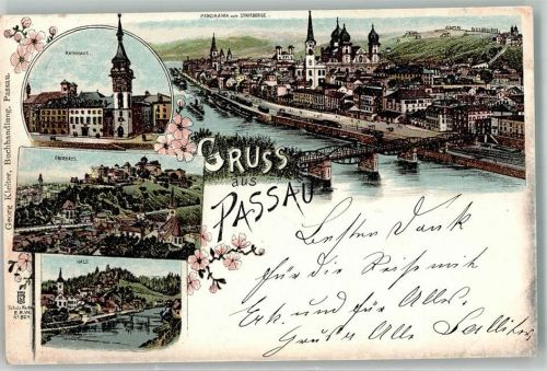 Passau 1898 Rathaus Oberhaus Hals Kirche