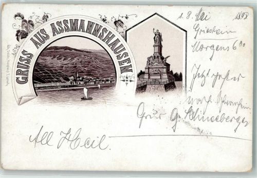 Assmannshausen 1898 Vorläufer Niederwalddenkmal